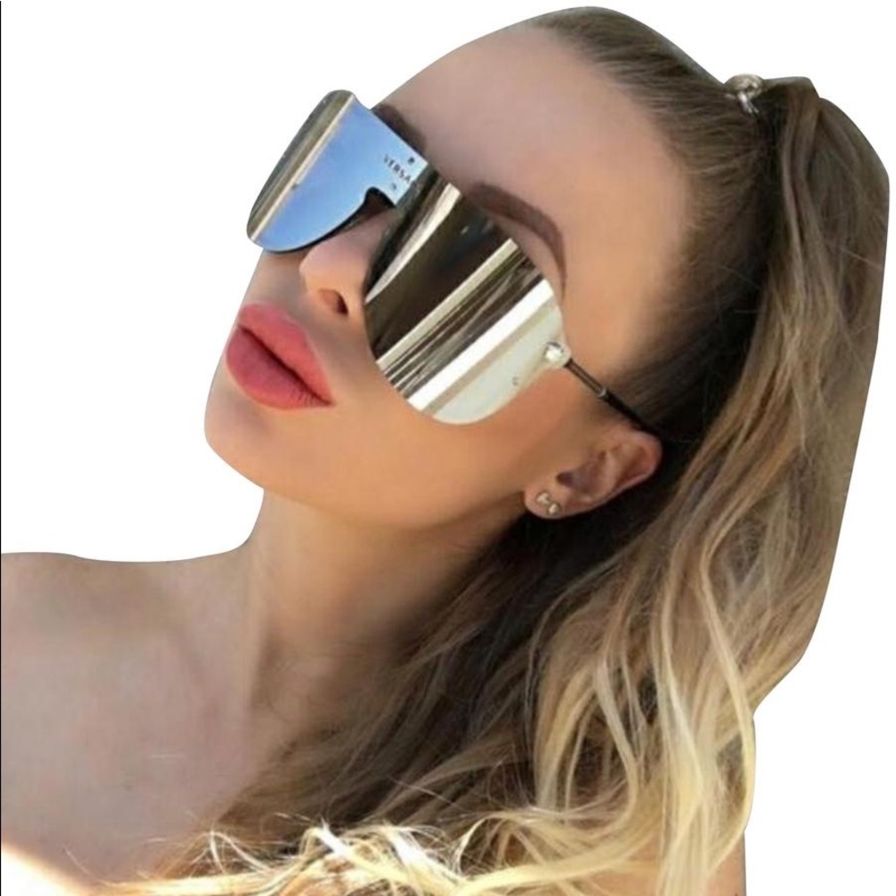 Versace Oversized mirrored silver Sunglasses